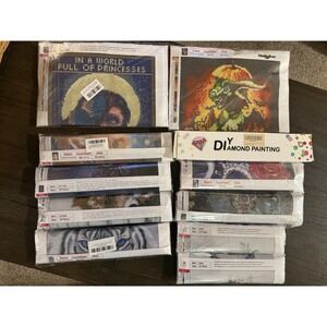 Lot Of 11 Diamond Painting Kits multiple Sizes & Patterns, All New & Sealed DIY